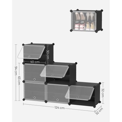 Raft modular cu compartimente BOXIFY, negru