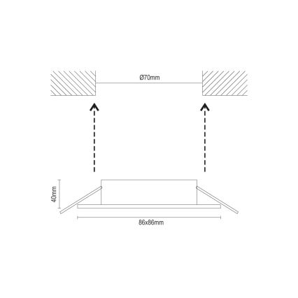 Ramă pentru spot încastrat GU10 8,6x8,6 cm albă