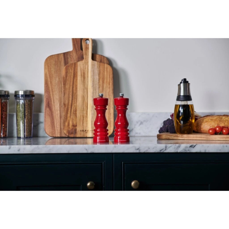 Râșniță pentru piper Cole&Mason LONDON 18 cm fag/roșu