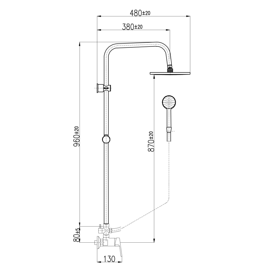 RAV Slezák CO182.5/7 - Set de duș COLORADO cu baterie, crom lucios