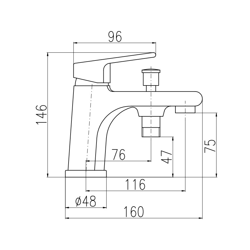 RAV Slezák COLORADO CO148.0 - Baterie pentru cadă, 14,6 cm, crom lucios