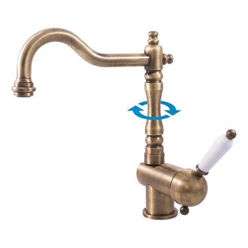 RAV Slezák L508.0/8SM - Baterie pentru chiuvetă/lavoar LABE RETRO, 25,6 cm, finisaj alamă antichizată