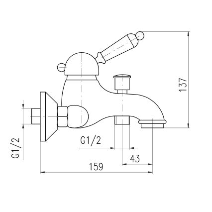 RAV Slezák L554.5SM - Baterie de cadă LABE RETRO 13,7 cm, finisaj alamă antichizată