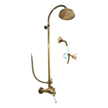 RAV Slezák L581.5/3SM - Set de duș cu baterie LABE RETRO, finisaj alamă antichizată