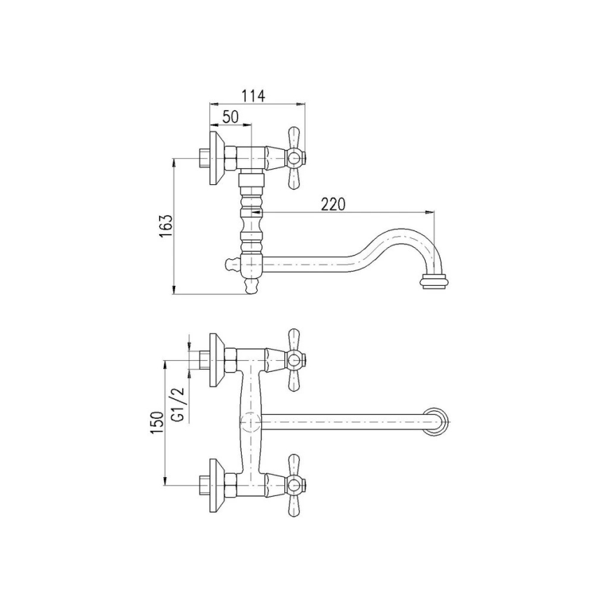 RAV Slezák MK101.5/29SM - Baterie pentru chiuvetă/lavoar MORAVA RETRO 16,3 cm alamă antichizată