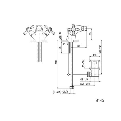 RAV Slezák MK145.0 - Baterie pentru bideu + evacuare MORAVA 6,5 cm, crom lucios