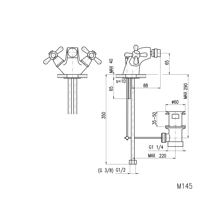 RAV Slezák MK145.0 - Baterie pentru bideu + evacuare MORAVA 6,5 cm, crom lucios