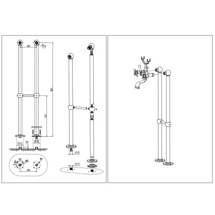 RAV Slezák MK150.5/2CMATSM - Set pentru cadă cu baterie MORAVA RETRO, negru/alamă