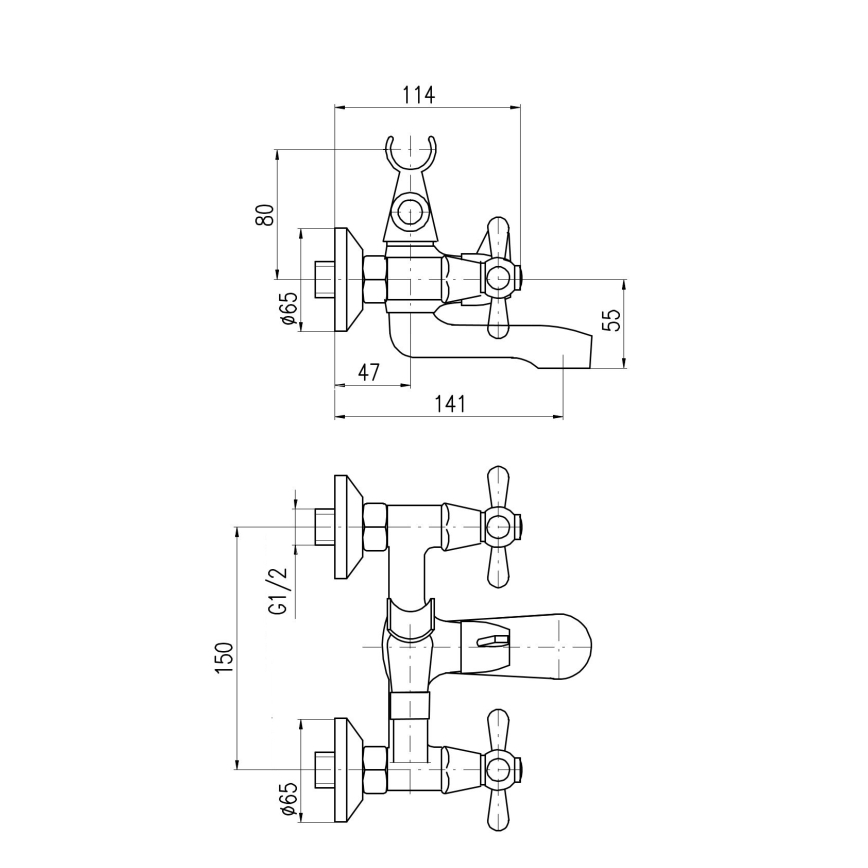 RAV Slezák MK154.5 - Baterie pentru cadă MORAVA, finisaj cromat lucios