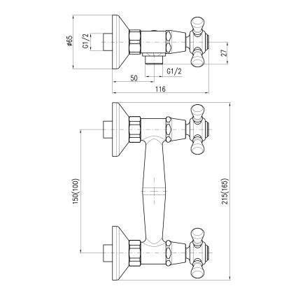 RAV Slezák MK180.5CMATSM - baterie de duș MORAVA RETRO, negru/alamă