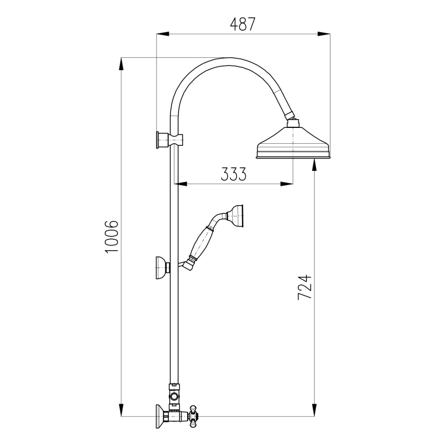 RAV Slezák MK181.5/3SM - Set de duș cu baterie MORAVA RETRO, alamă antichizată