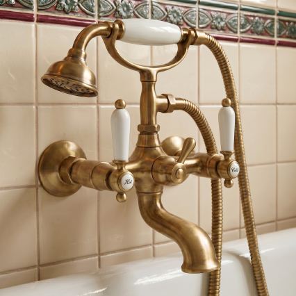 RAV Slezák MK559.5/2SM - Set pentru cadă cu baterie MORAVA RETRO, alamă antică