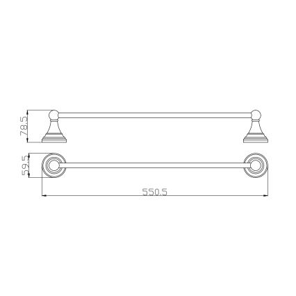 RAV Slezák MKA0701/55SM - Suport de perete pentru prosoape MORAVA RETRO 55 cm alamă antichizată