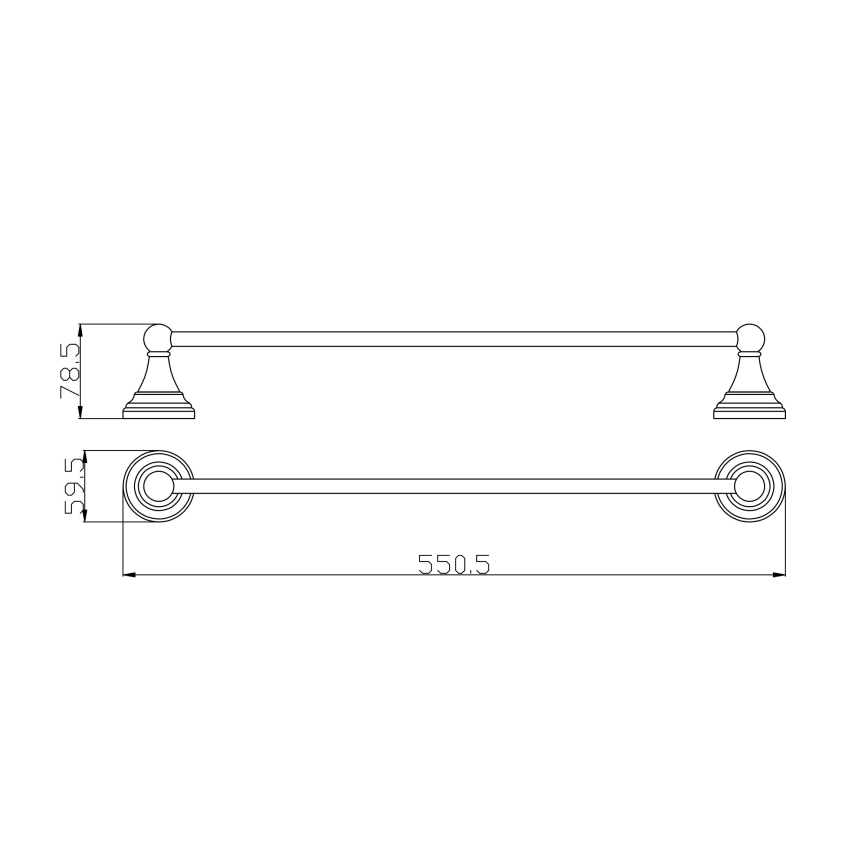 RAV Slezák MKA0701/55SM - Suport de perete pentru prosoape MORAVA RETRO 55 cm alamă antichizată