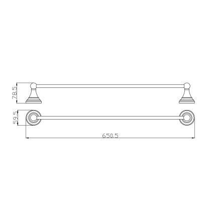 RAV Slezák MKA0701/65SM - Suport de perete pentru prosoape MORAVA RETRO 65 cm alamă antichizată