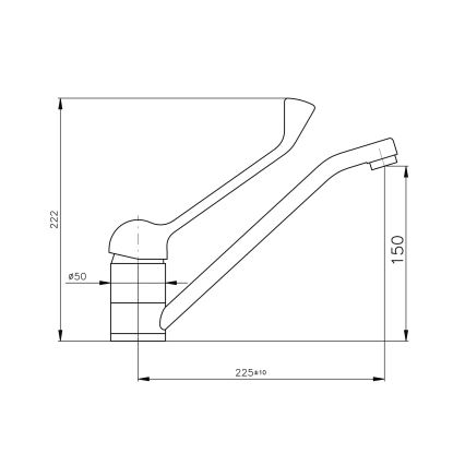RAV Slezák MS605.0 - Baterie pentru lavoar cu manetă medicală MISSISSIPPI, 22,2 cm, crom lucios