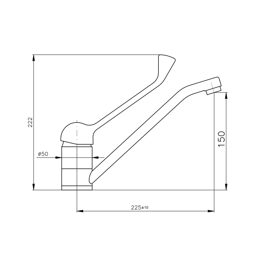 RAV Slezák MS605.0 - Baterie pentru lavoar cu manetă medicală MISSISSIPPI, 22,2 cm, crom lucios