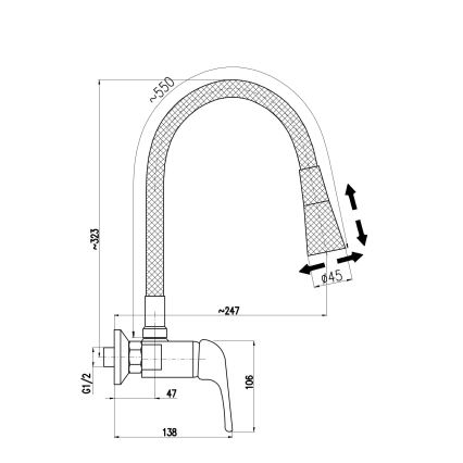 RAV Slezák SA002.5/13 - Baterie pentru chiuvetă SAZAVA, 32,3 cm, negru/crom lucios