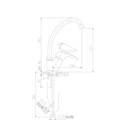 RAV Slezák SA006.0/1 - Baterie pentru chiuvetă SAZAVA, 26,1 cm, crom lucios