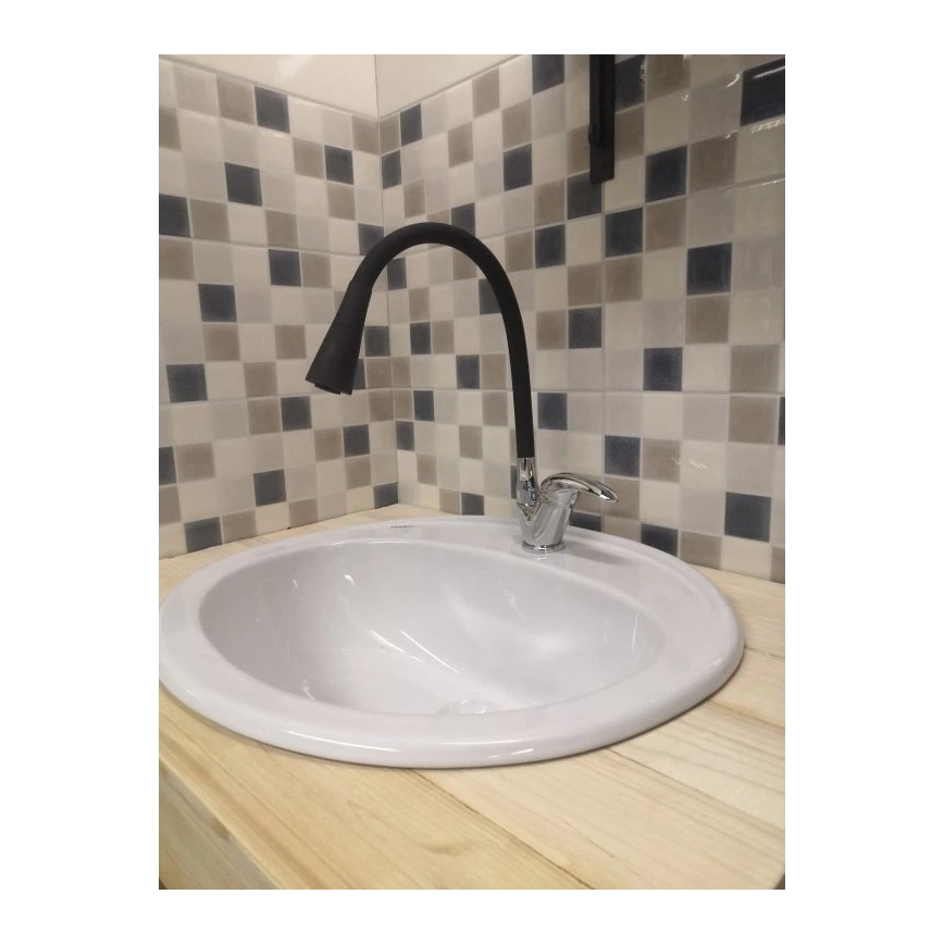 RAV Slezák SA006.0/13 - Baterie pentru chiuvetă SAZAVA cu braț flexibil, 35,6 cm, negru/crom lucios