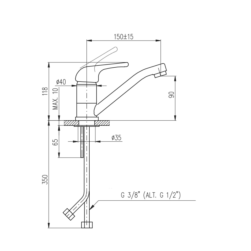 RAV Slezák SA015.0 - Baterie pentru lavoar SAZAVA, 11,8 cm, crom lucios