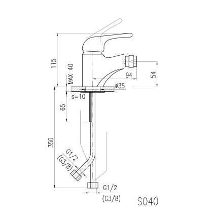 RAV Slezák SA044.0 - Baterie pentru bideu SAZAVA, 11,5 cm, crom lucios