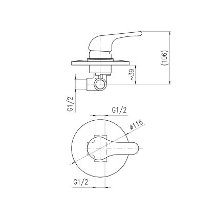 RAV Slezák SA083 - Baterie de duș pentru montaj încastrat SAZAVA, crom lucios