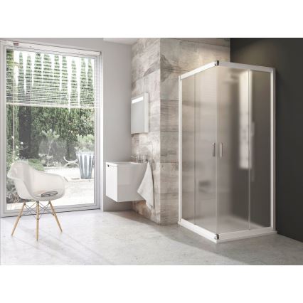 Ravak 1LV40100ZG - Cabină de duș unghiulară BLIX, din 4 piese, 80x80 cm, albă