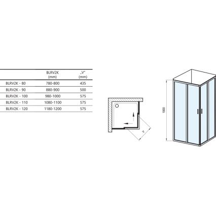 Ravak 1XV70C00Z1 - Cabină de duș BLIX 90 x 90 cm, crom lucios