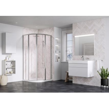 Ravak 3114OU02Z1 - Cabină de duș cu formă de sfert de cerc SUPERNOVA, 4 elemente, 80x80 cm, finisaj satin