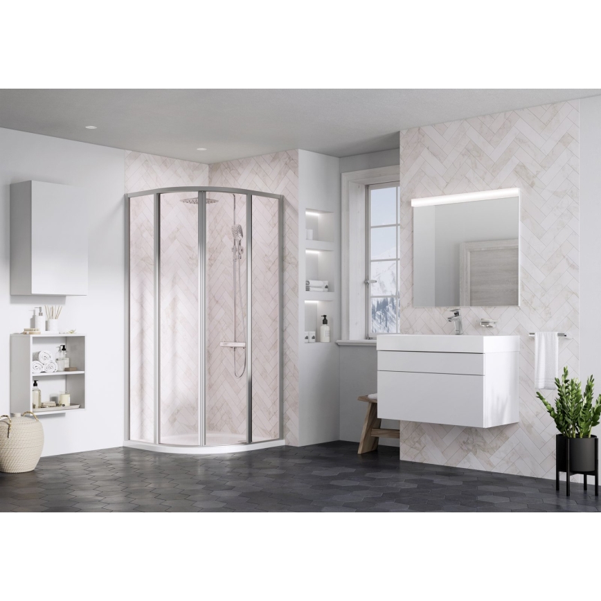 Ravak 3114OU02Z1 - Cabină de duș cu formă de sfert de cerc SUPERNOVA, 4 elemente, 80x80 cm, finisaj satin
