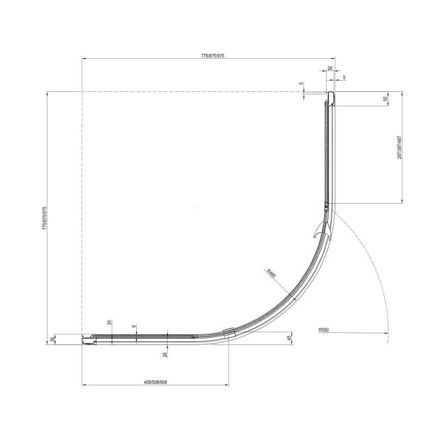 Ravak 37677U00Z1 - Cabină de duș cvadrant, 3 elemente, PIVOT, 90x90 cm, satinată