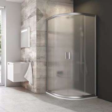 Ravak 3B240U00ZG - Cabină de duș BLIX în formă de sfert de cerc, cu 4 panouri, 80x80 cm, satinată