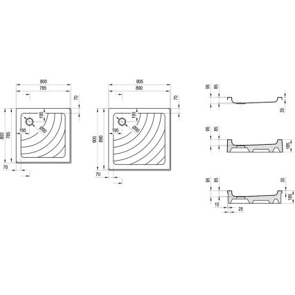 Ravak A007701120 - Tavă de duș pătrată ANGELA 90x90 cm albă