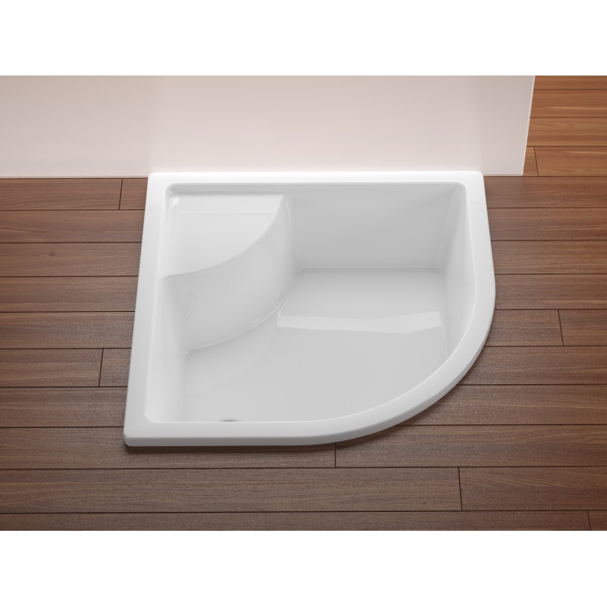 Ravak A217001020 - Cadă de duș în formă de sfert de cerc SABINA 90x90 cm albă
