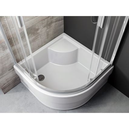 Ravak A217001020 - Cadă de duș în formă de sfert de cerc SABINA 90x90 cm albă