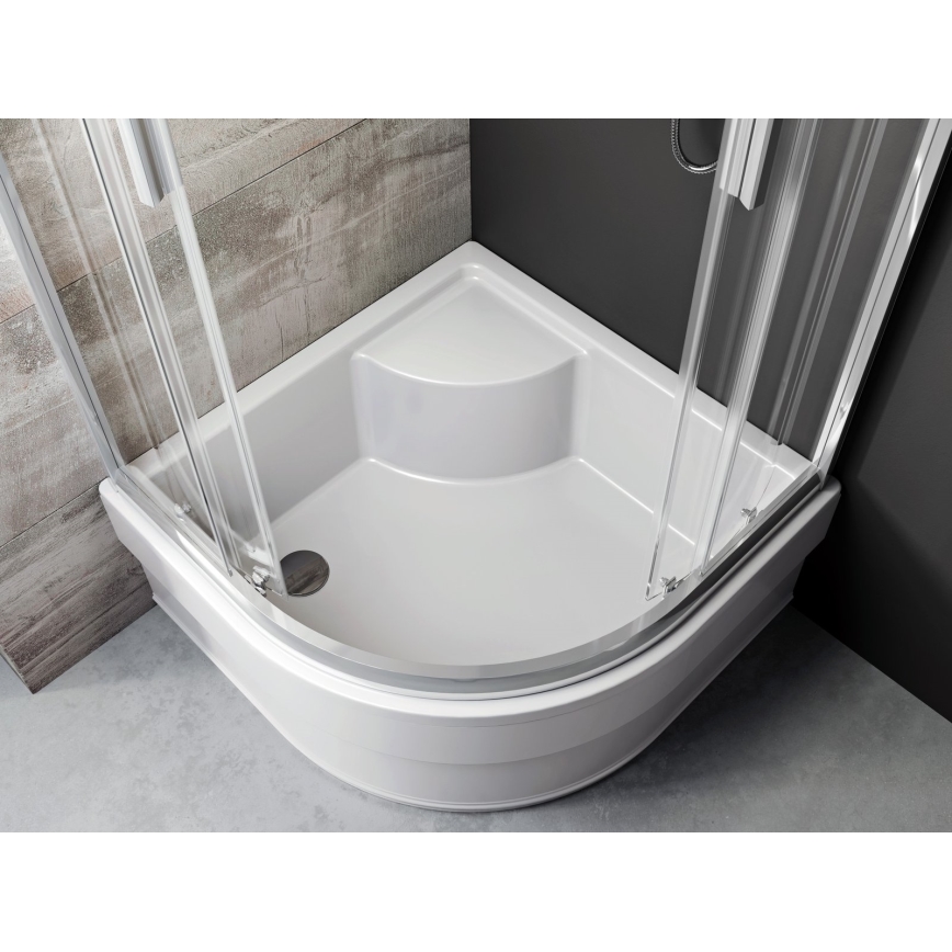 Ravak A217001020 - Cadă de duș în formă de sfert de cerc SABINA 90x90 cm albă
