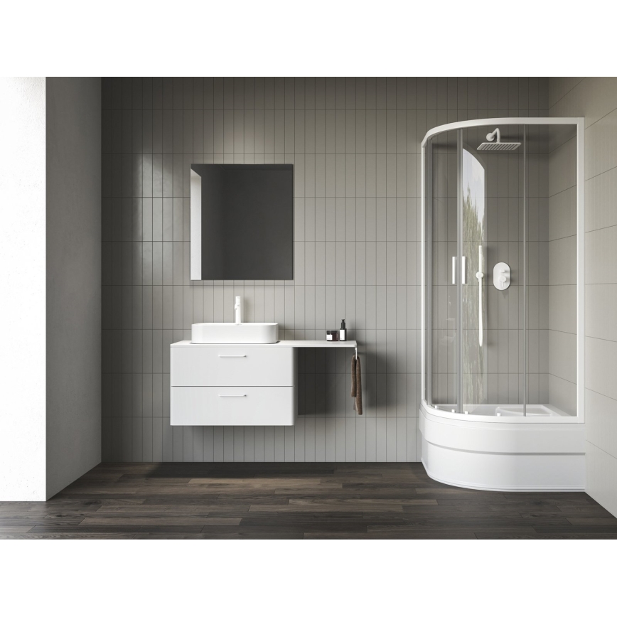 Ravak A217001020 - Cadă de duș în formă de sfert de cerc SABINA 90x90 cm albă