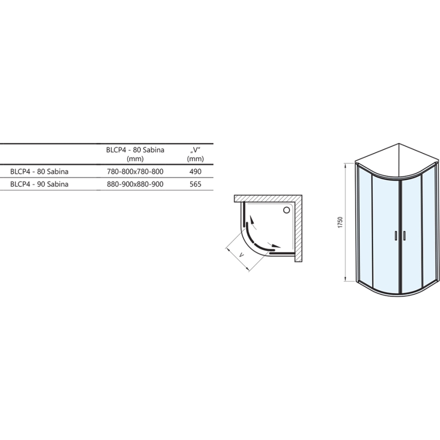 Ravak BLIX 3B240U40ZG - Cabină de duș cvadrant, 4 piese, 80 x 80 cm, satinat