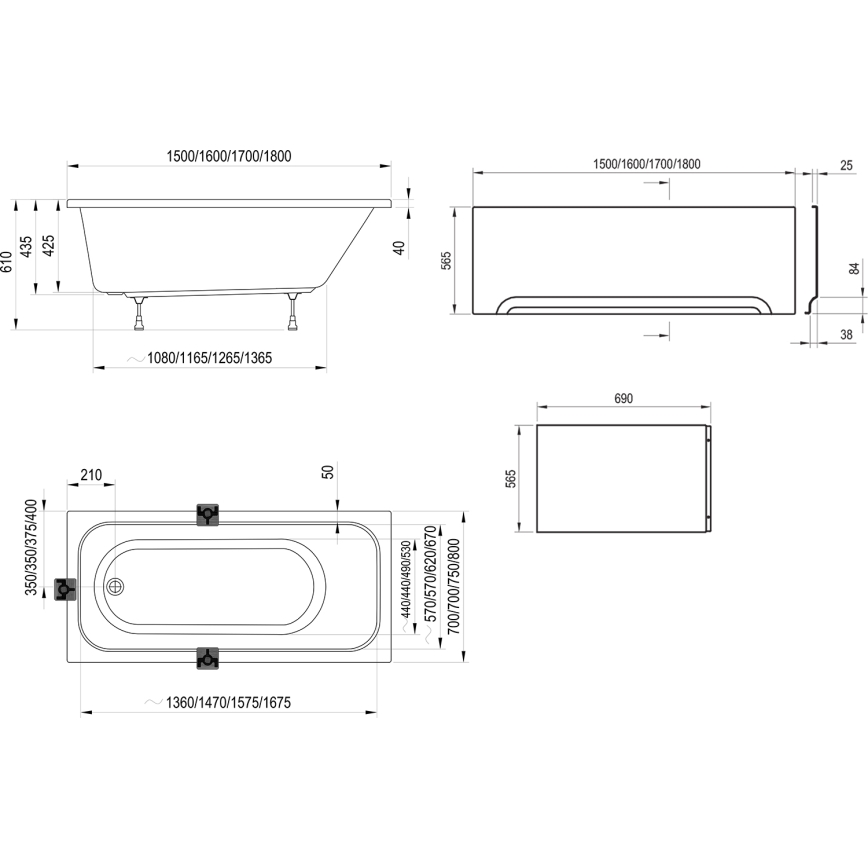 Ravak C731000000 - Cadă CHROME 160x70 cm, acrilică, albă