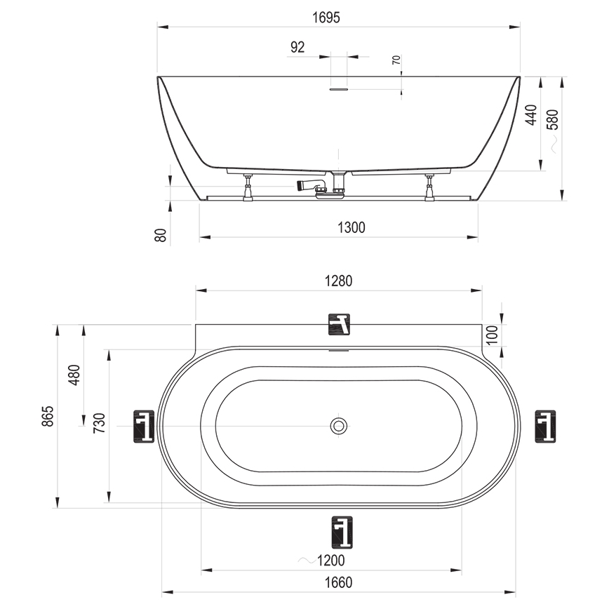 Ravak CC71000000 - Cadă FREEDOM 170x87 cm acrilic/alb lucios