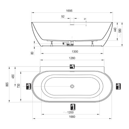 Ravak CC71A00000 - cadă FREEDOM 170 x 87 cm, acrilic, alb lucios