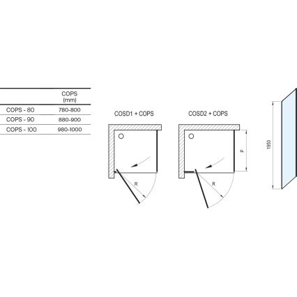 Ravak COOL X9VV40A00Z1 - Panou fix pentru duș 80x195 cm crom lucios