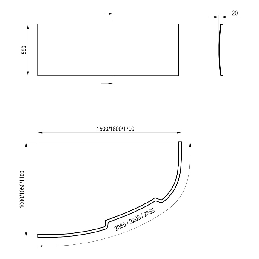 Ravak CZ49100000 - Panou frontal pentru cadă ASYMMETRIC 170 cm, acrilic, alb