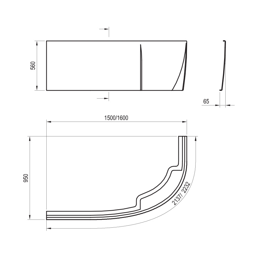 Ravak CZ57100A00 - Panou pentru cadă ROSA 160 cm, acrilic, alb