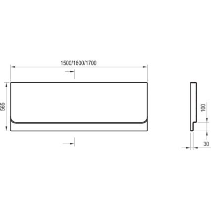 Ravak CZ74100A00 - Panou frontal pentru cadă CHROME 170 cm acrilic/alb