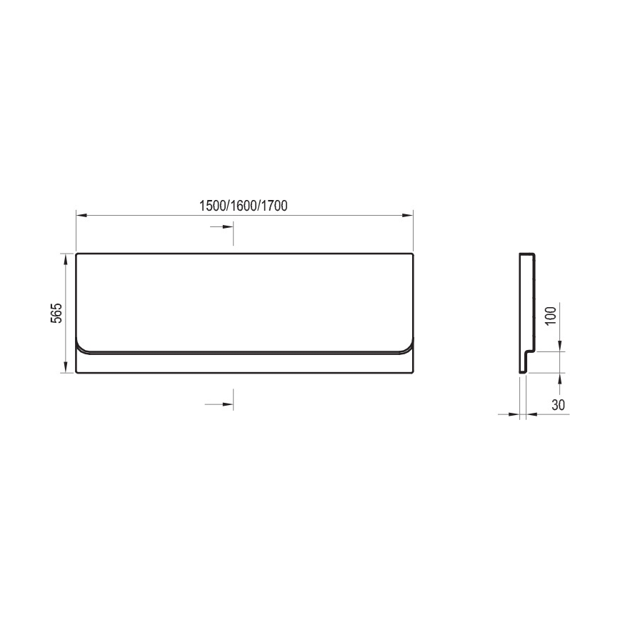 Ravak CZ74100A00 - Panou frontal pentru cadă CHROME 170 cm acrilic/alb