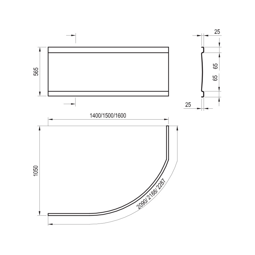 Ravak CZH1000A00 - Panou pentru cadă ROSA, 140 cm, acrilic, alb
