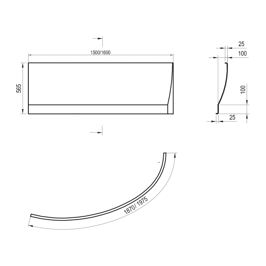 Ravak CZI1000A00 - Panou pentru cadă AVOCADO 150 cm acrilic/alb