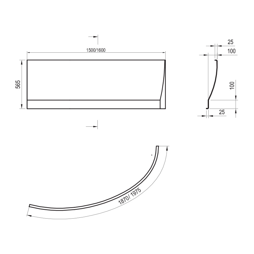 Ravak CZQ1000A00 - Panou pentru cadă AVOCADO 160 cm, acrilic, alb